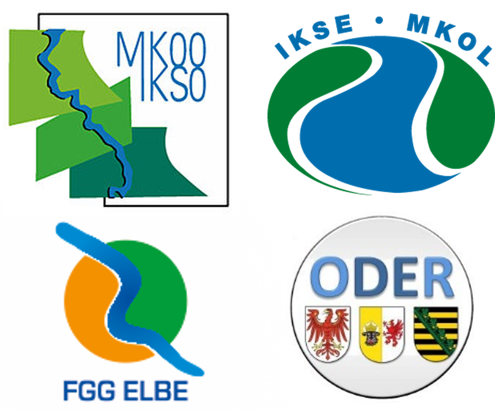 Logos FGG Elbe, IKSE, IKSO, koordinierte FGE Oder